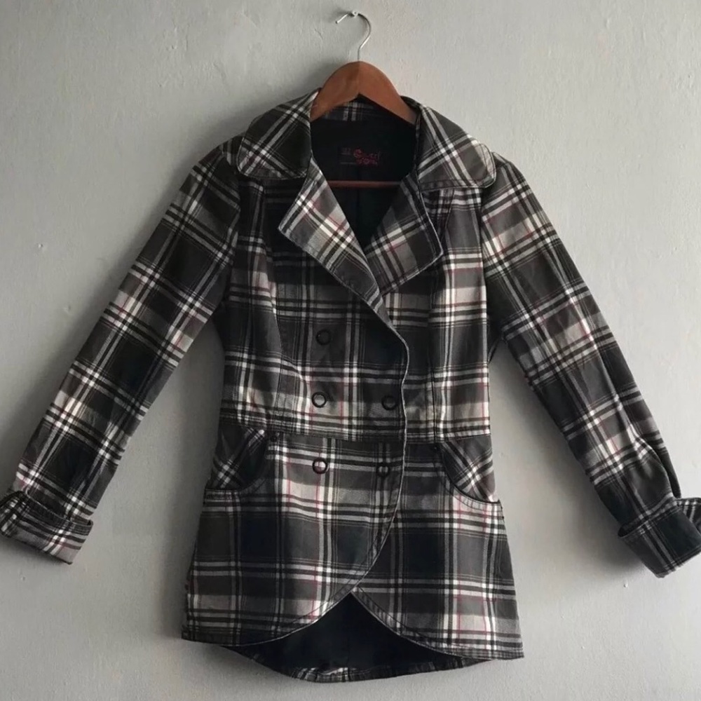 Zara TRF Fitted Plaid Coat